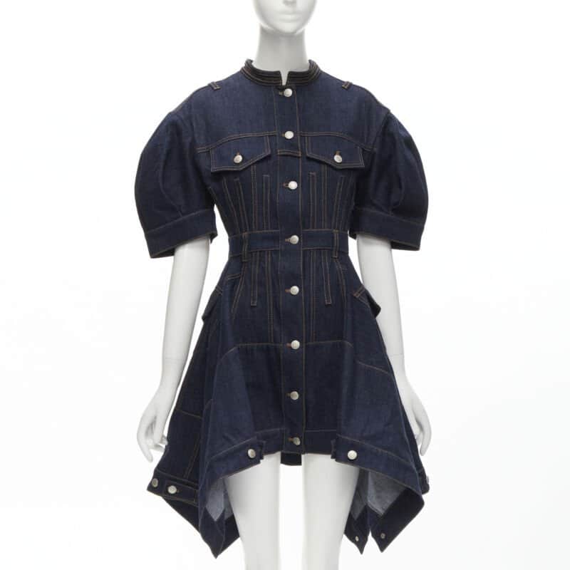 Alexander McQueen Indigo Denim Dress Blue Never worn - Front View