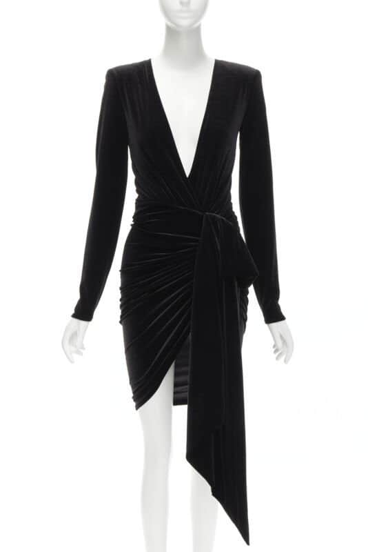 Alexandre Vauthier Black Velvet Wrap Dress Black Velvet Never worn - Front View