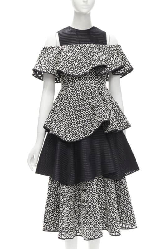 Huishan Zhang Black Embroidery Dress Black Polyester Never worn - Front View