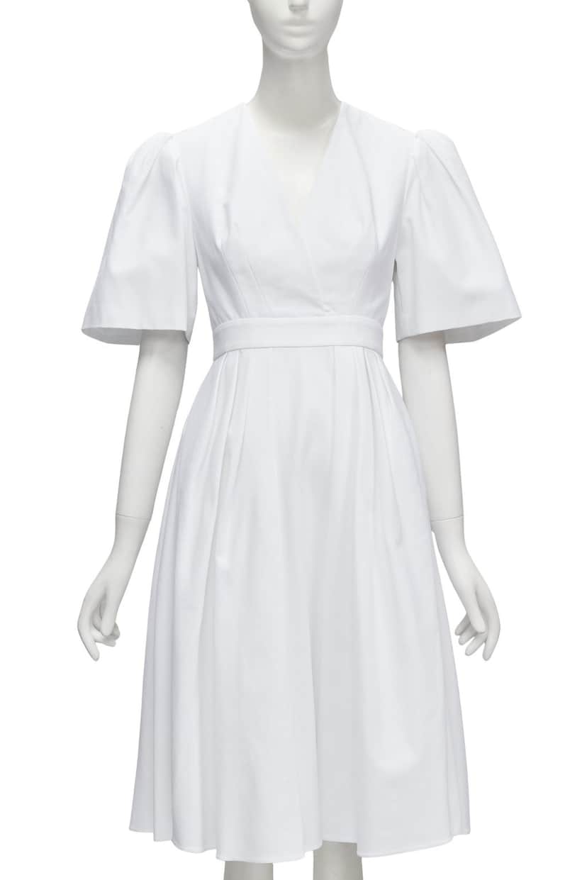 Alexander McQueen White Bell Sleeve Dress White Cotton Good condition - Front View