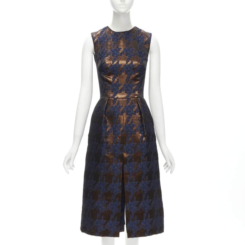 Martin Grant Copper Jacquard Dress Brown Polyester Never worn - Front View