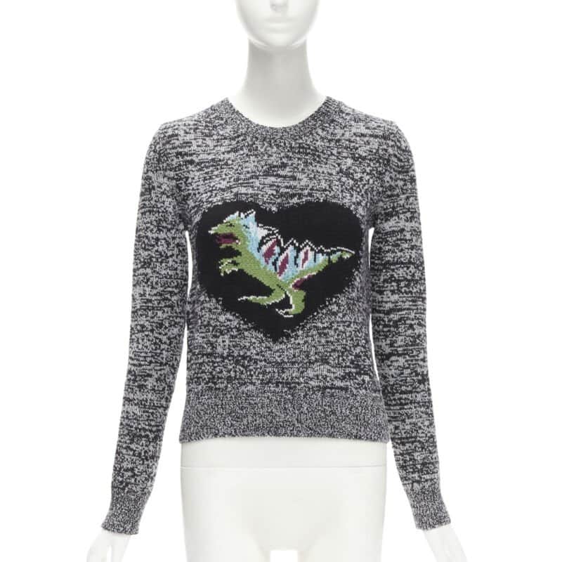 Christian Dior Grey Dragon Sweater Grey Cashmere Never worn - Front View