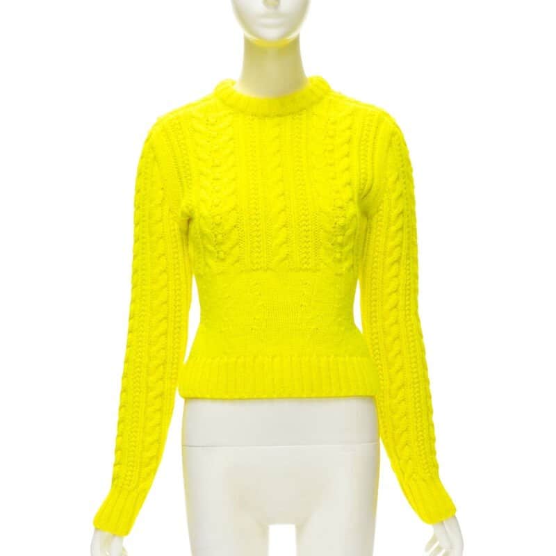 PHILOSOPHY DI LORENZO SERAFINI Yellow Cable Sweater Yellow Wool Never worn - Front View