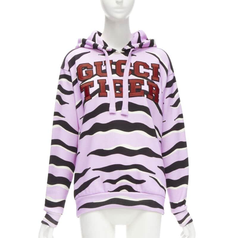 Gucci Tiger Patch Hoodie Purple Cotton Never worn - Front View
