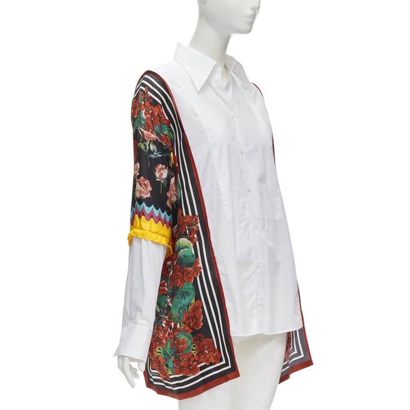 DOLCE & GABBANA Floral Insert Shirt White Cotton Never worn - Front View