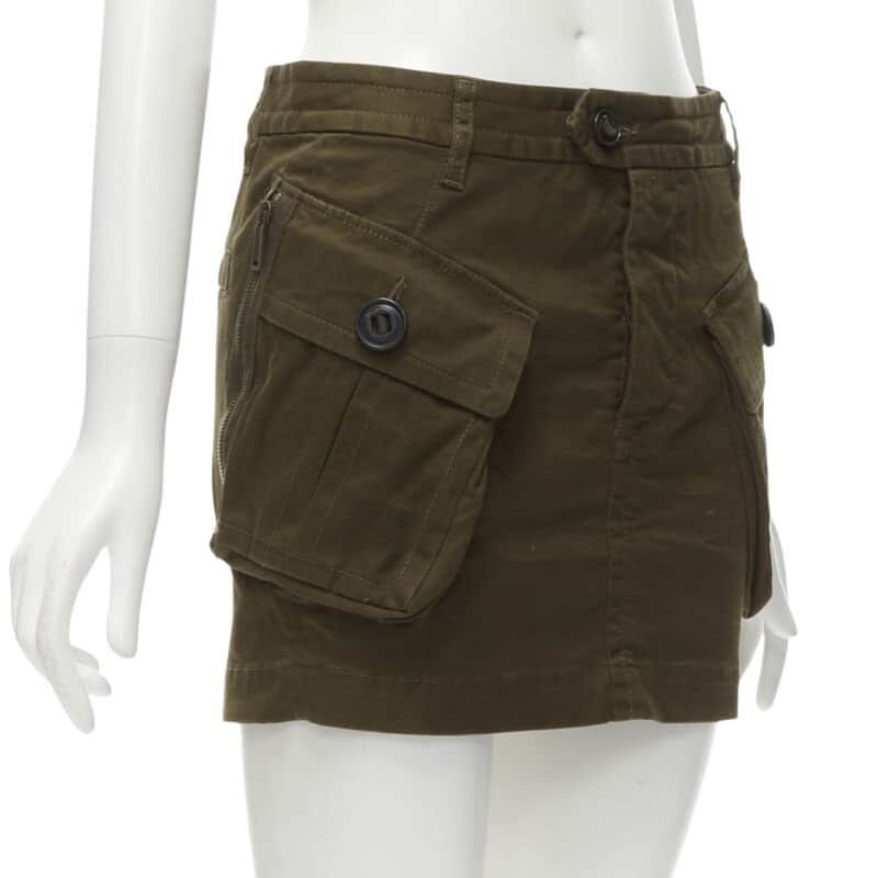 Dsquared2 Cargo Mini Skirt Green Cotton Never worn - Front View