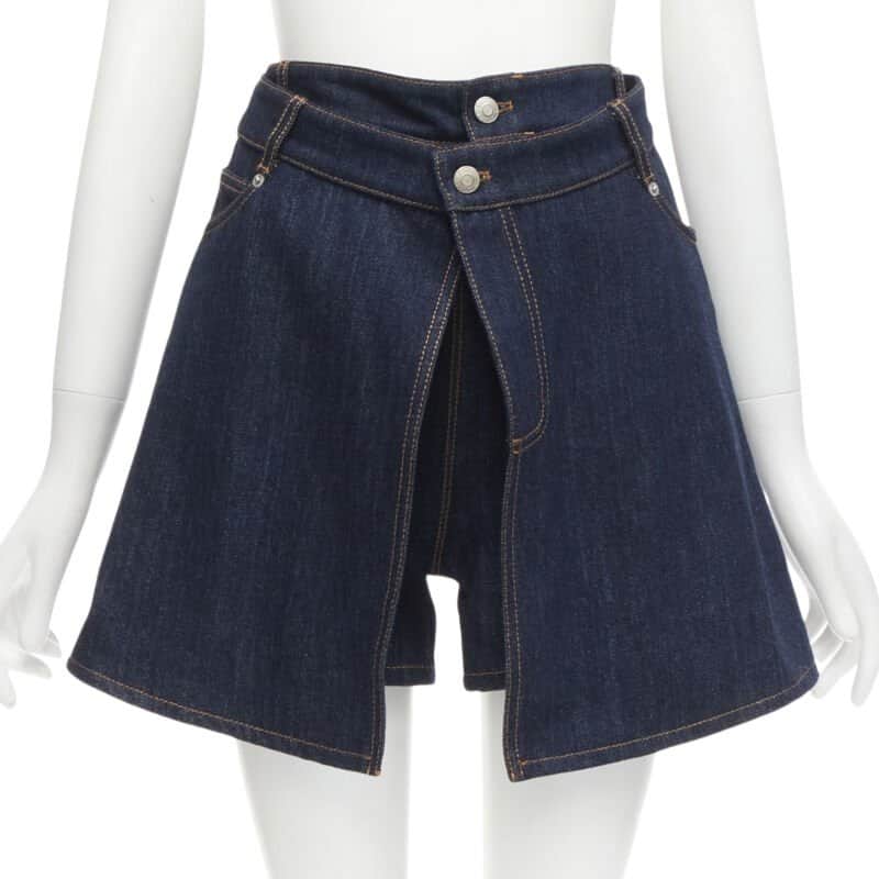 Alexander McQueen Layered Denim Shorts Blue Cotton Never worn - Front View
