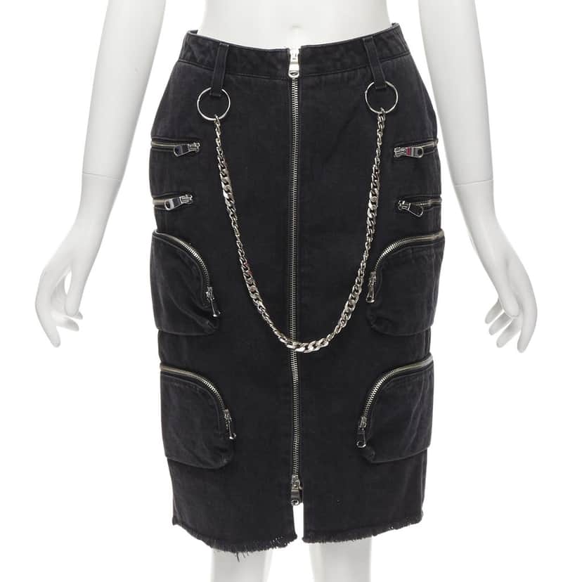 Faith Connexion Punk Chain Skirt Black Cotton Never worn - Front View