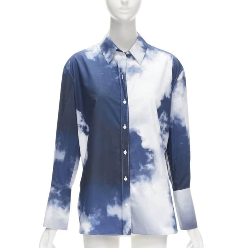 Alexander McQueen Cloud Button Shirt Blue Cotton Never worn - Front View