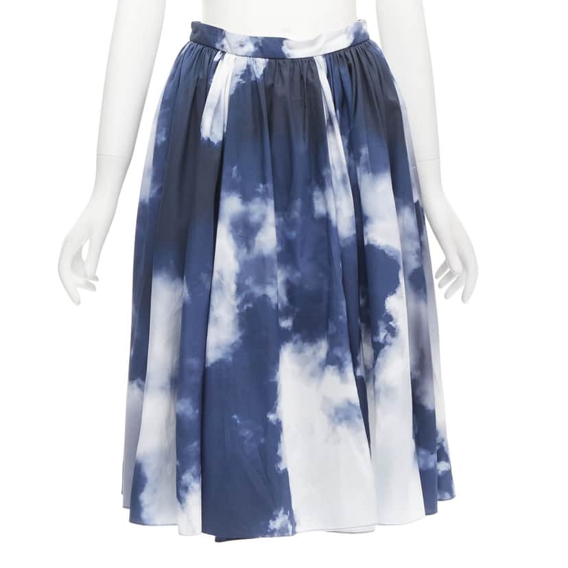 Alexander McQueen Cloud Flared Skirt Blue Cotton Never worn - Front View