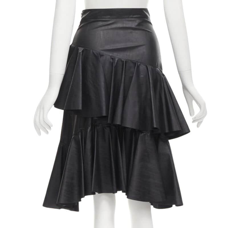 PHILOSOPHY DI LORENZO SERAFINI Asymmetric Tier Skirt Black Polyester Never worn - Front View