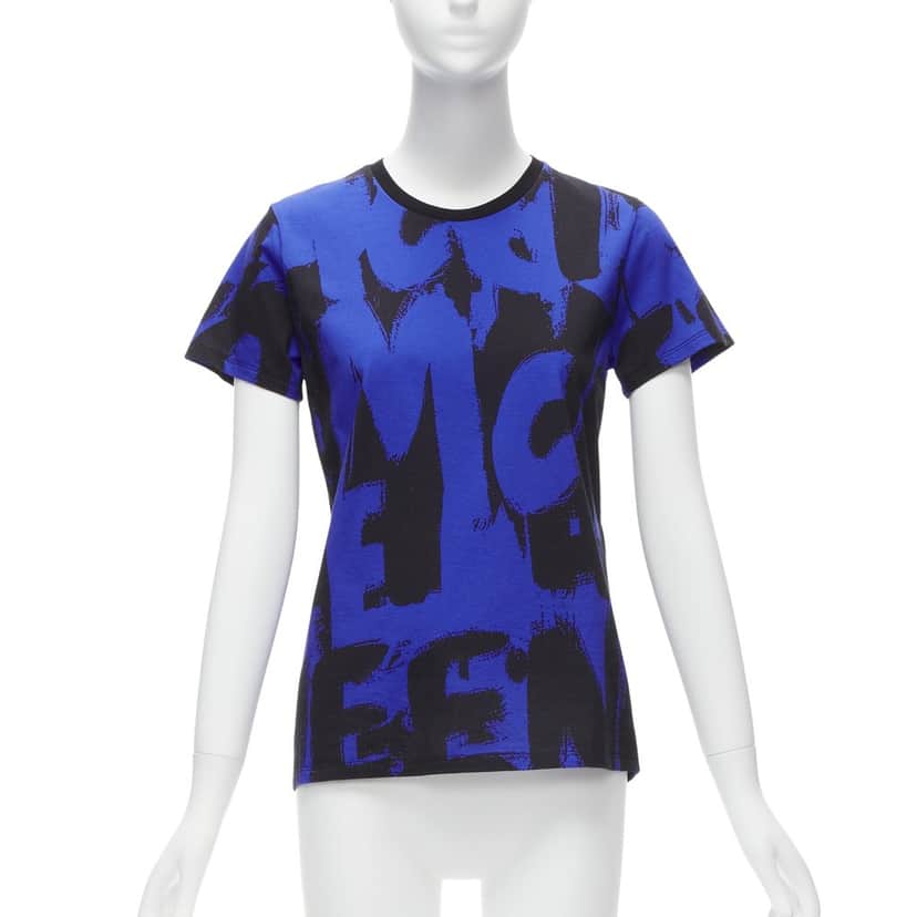 Alexander McQueen Graffiti Cotton Shirt Blue Cotton Never worn - Front View