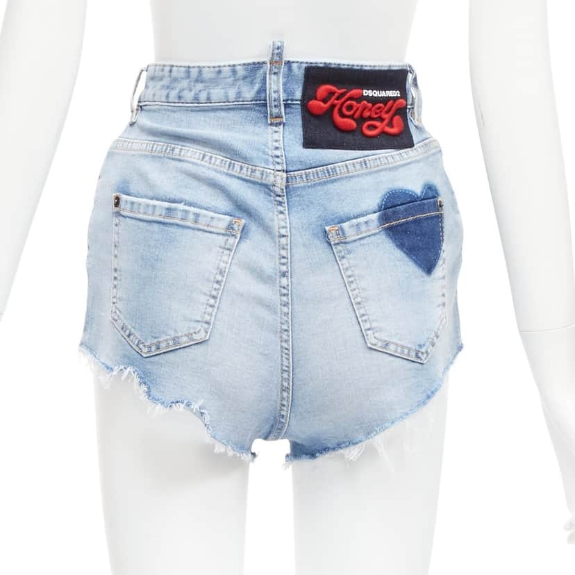 Dsquared2 Heart Denim Shorts Blue Never worn - Front View