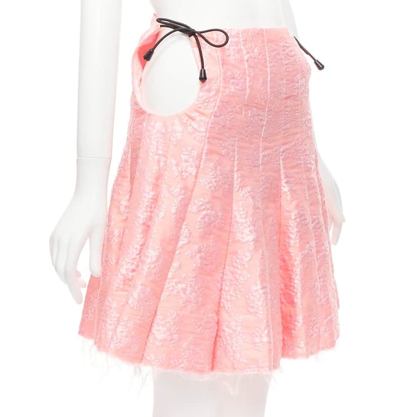 Shushu Tong Cloque Flared Skirt Pink Polyester Never worn - Front View