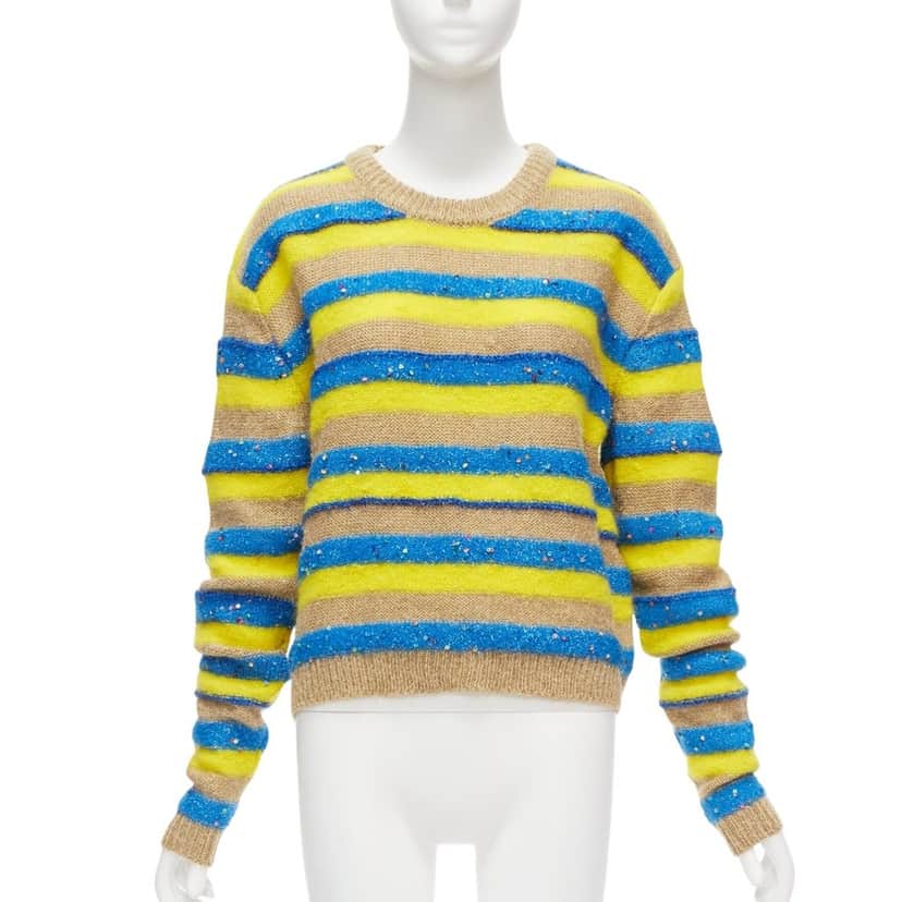 Ashish Striped Lurex Sweater Yellow Wool Never worn - Front View