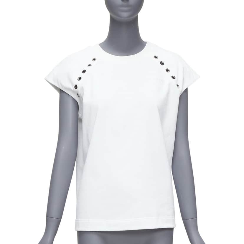 Alexander McQueen Eyelet Studded Top White Cotton Never worn - Front View