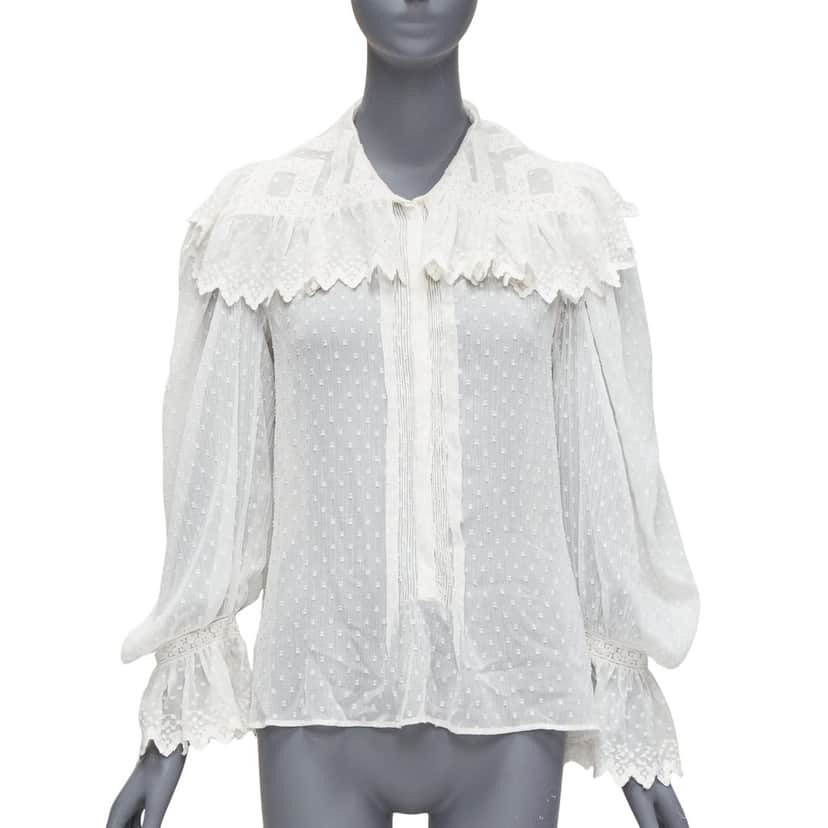 Etro Plisse Ruffle Blouse White Polyester Very good condition - Front View