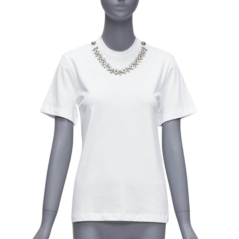 Christopher Kane Rhinestone Chain Shirt White Cotton Never worn - Front View