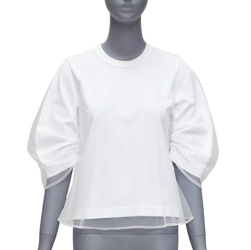 Noir Kei Ninomiya Tulle Overlay Shirt White Cotton Never worn - Front View