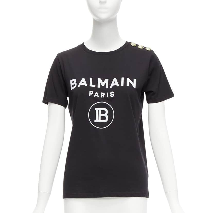 Balmain B Logo Shirt Black Cotton Very good condition - Front View