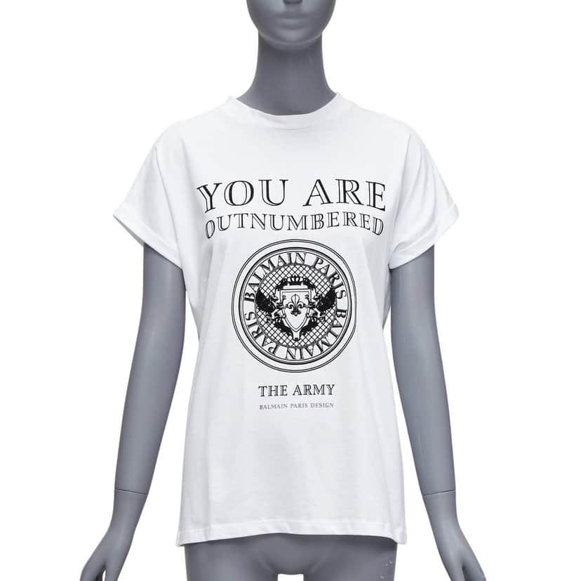 Balmain Army Velvet Shirt White Cotton Very good condition - Front View