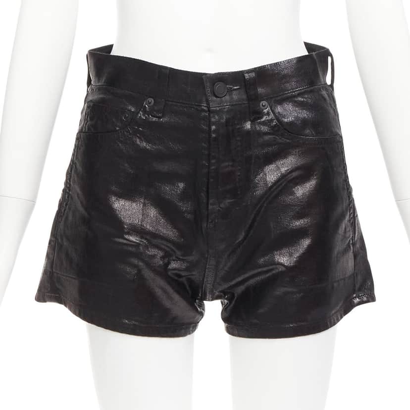 Saint Laurent Coated Cotton Shorts Black Cotton Very good condition - Front View