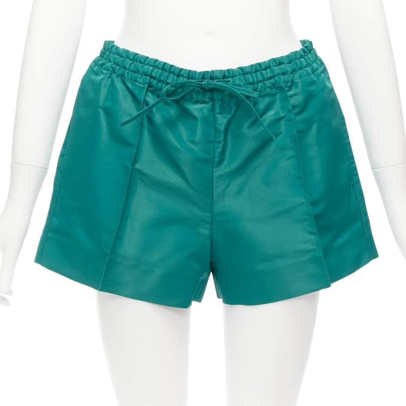 VALENTINO GARAVANI Green Silk Shorts Green Silk Never worn - Front View