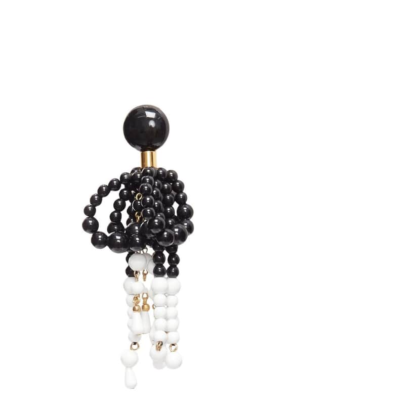 Marni Beads Tassel Earrings Black Plastic Very good condition - Front View