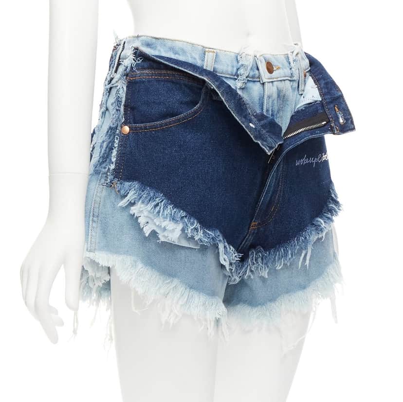 Natasha Zinko Layered Denim Shorts Blue Very good condition - Front View