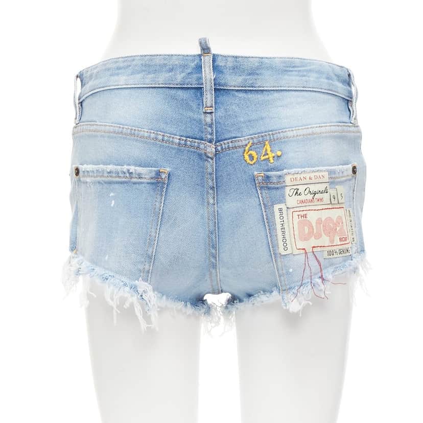 Dsquared2 Frayed Booty Shorts Blue Never worn - Front View