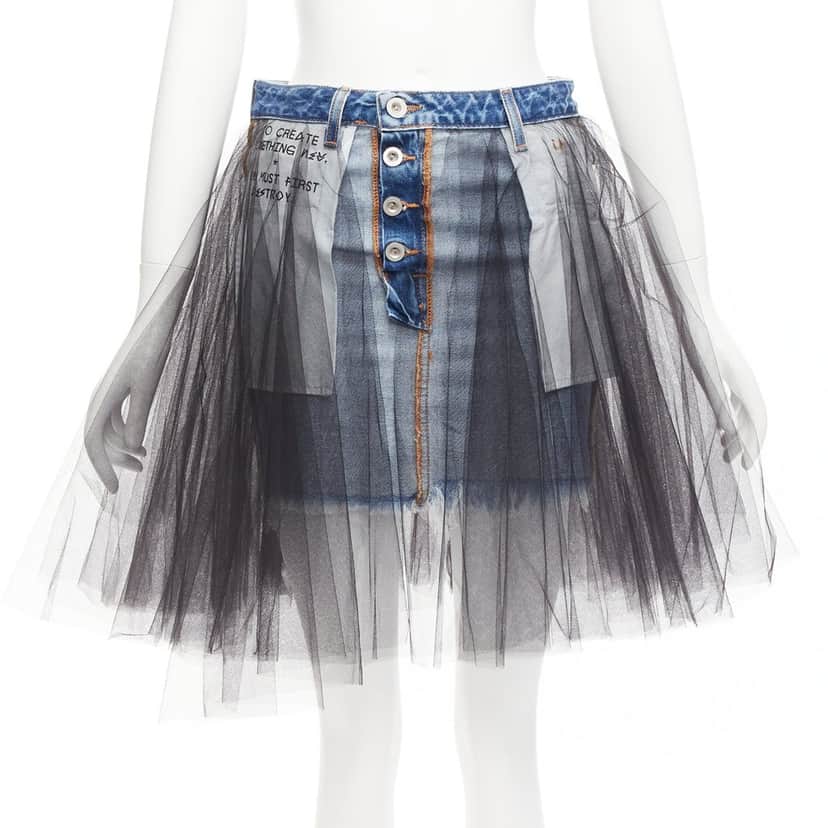 Unravel Project Tulle Denim Skirt Blue Never worn - Front View