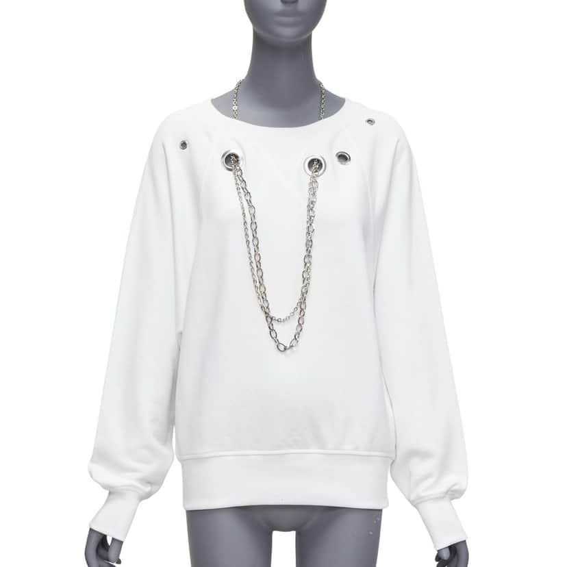 Diesel Punk Chain Sweatshirt White Cotton Fair condition - Front View