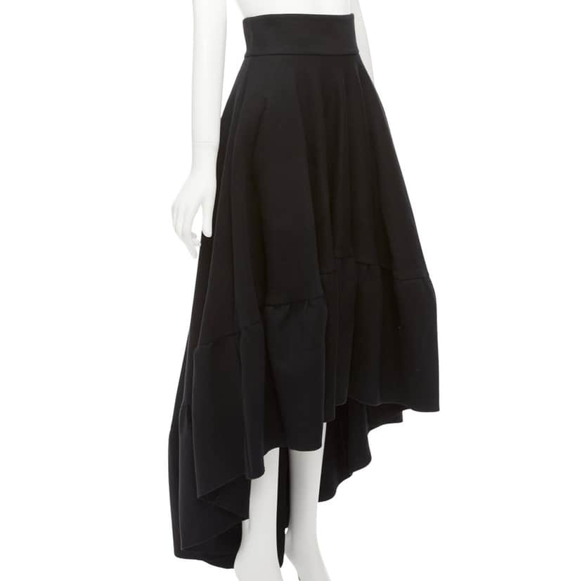 Antonio Berardi Ruffle High Low Skirt Black Cotton Never worn - Front View