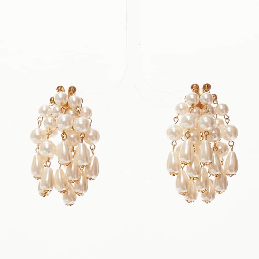 Lele Sadoughi Starburst Earrings Beige Pearl Very good condition - Front View