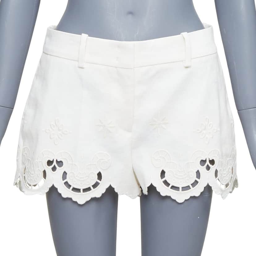 Ermanno Scervino Sangallo Scalloped Shorts Ecru Cotton Very good condition - Front View