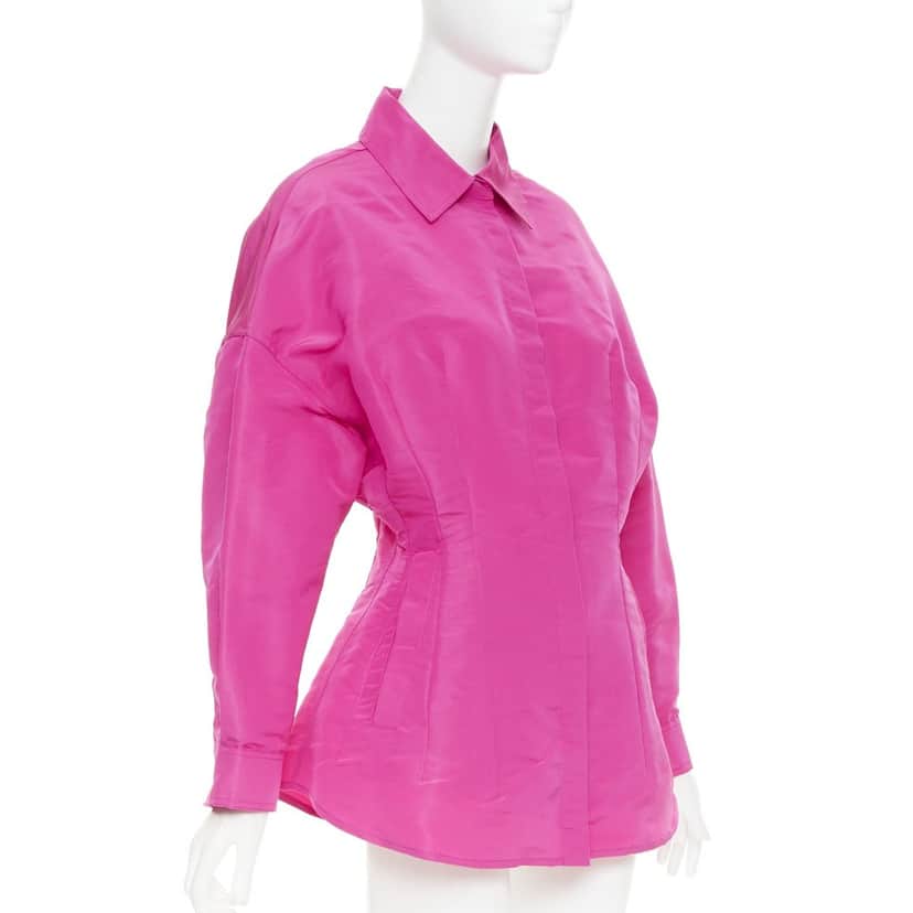 VALENTINO GARAVANI Silk-moire mini shirt dress Pink Silk Very good condition - Front View