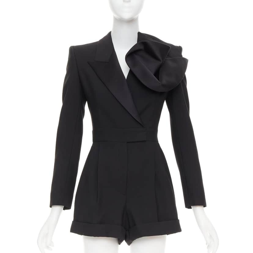 Alexander McQueen Orchid embellished playsuit Black Silk Very good condition - Front View