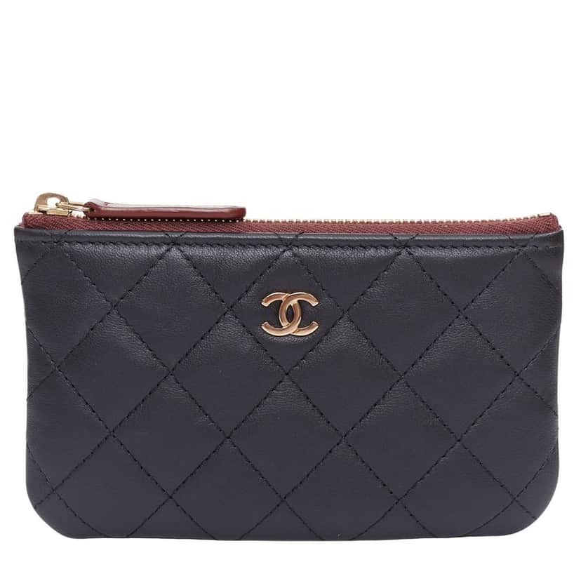 Chanel CLASSIC SMALL ZIPPED POUCH Black Leather Very good condition - Front View