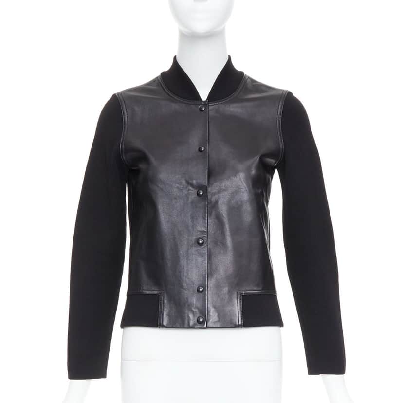 Alexander Wang Black Wool Leather Bomber Black Leather Very good condition - Front View