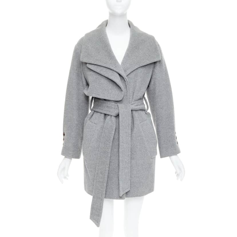 Hanii Y Grey Oversized Belted Coat Grey Wool Never worn - Front View