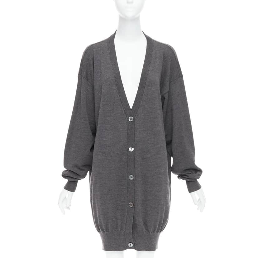 MAISON MARTIN MARGIELA Oversized Long Cardigan Grey Wool Fair condition - Front View