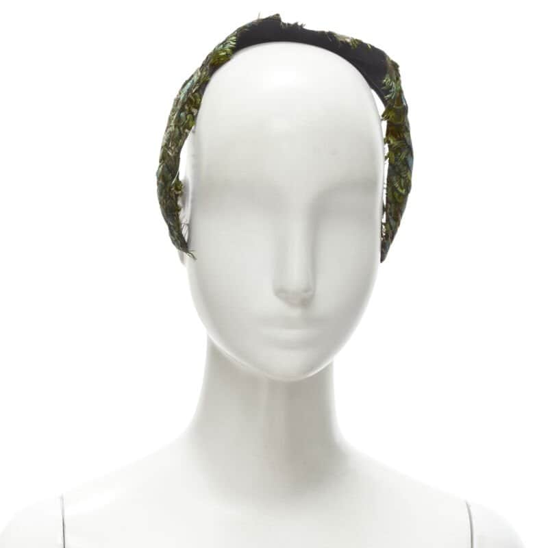 NON SIGNE / UNSIGNED Feather Sequin Band Green Never worn - Front View