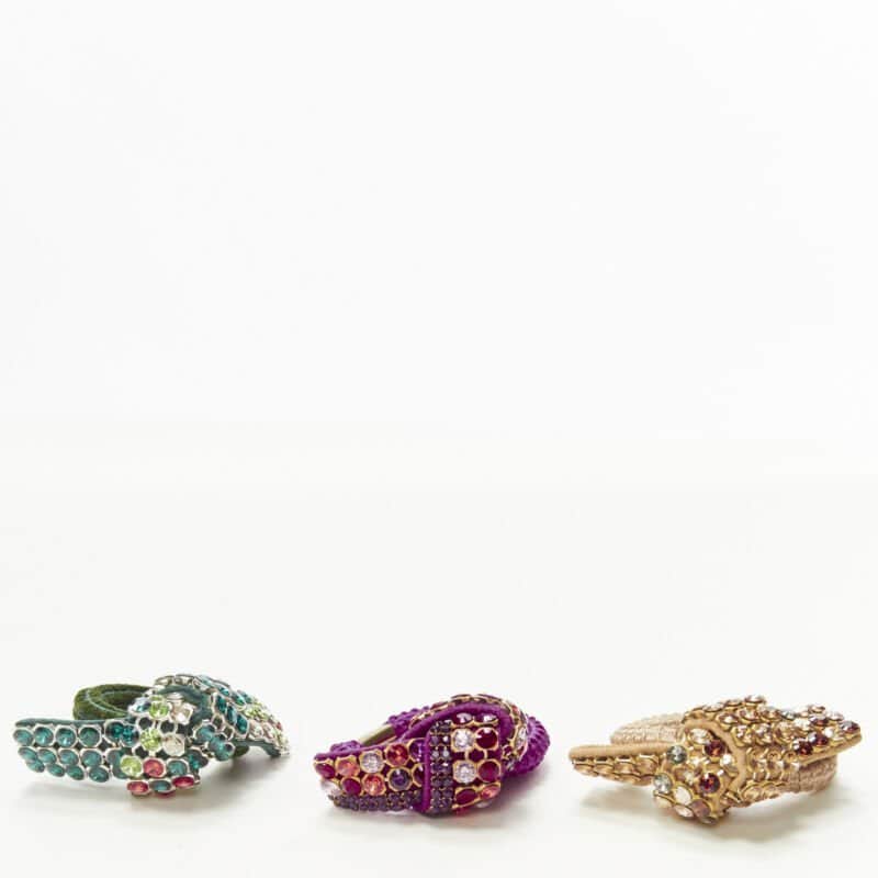 NON SIGNE / UNSIGNED Rhinestone Knot Tie MultiColor Suede Never worn - Front View