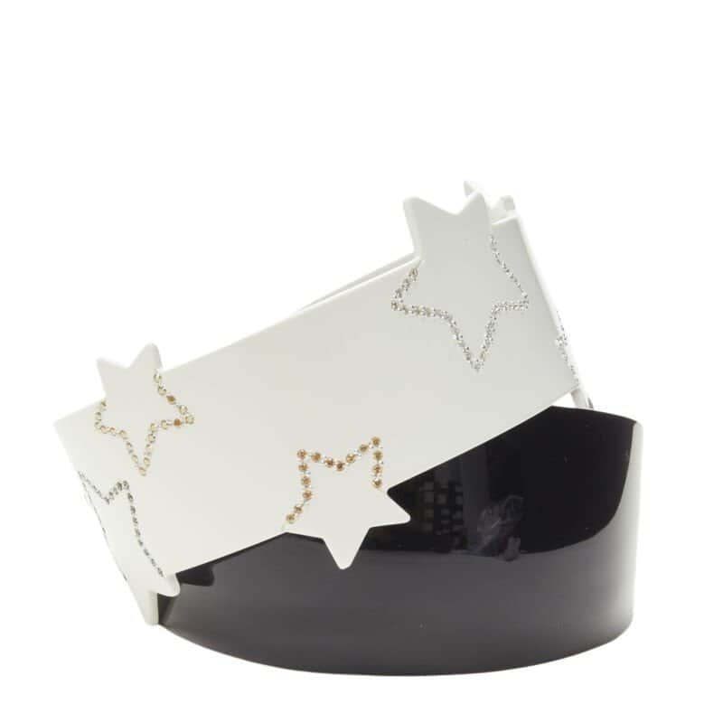 NON SIGNE / UNSIGNED Star Acrylic Headband White Plastic Never worn - Front View