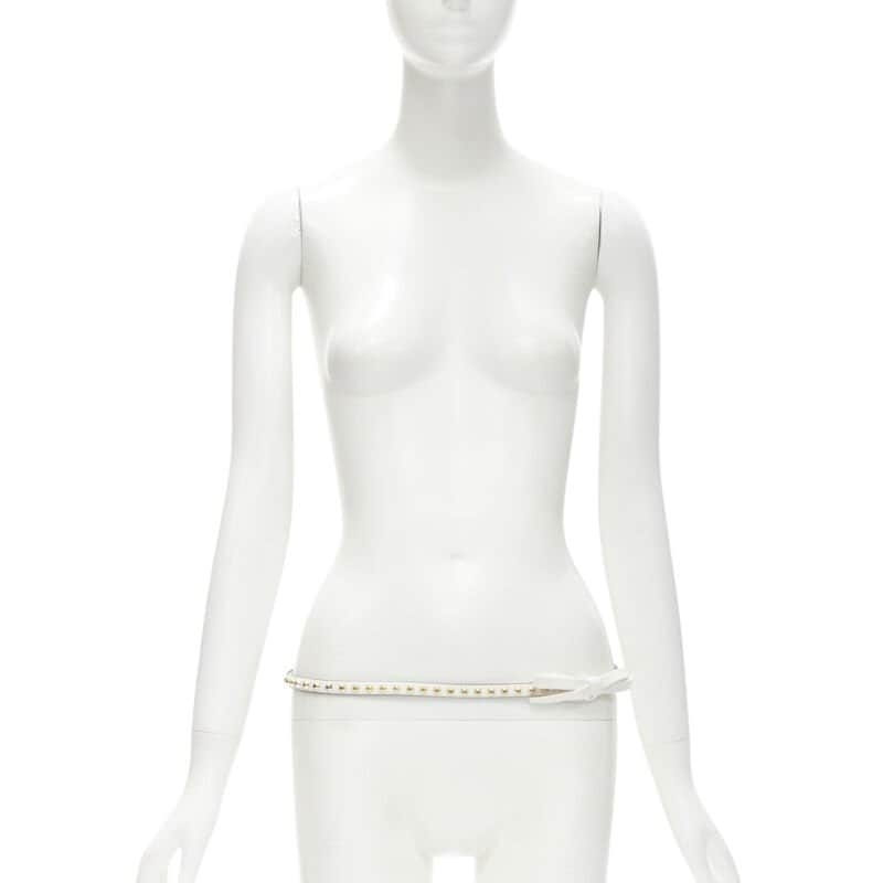 Prada Embossed Leather Wide Belt White Leather Very good condition - Front View