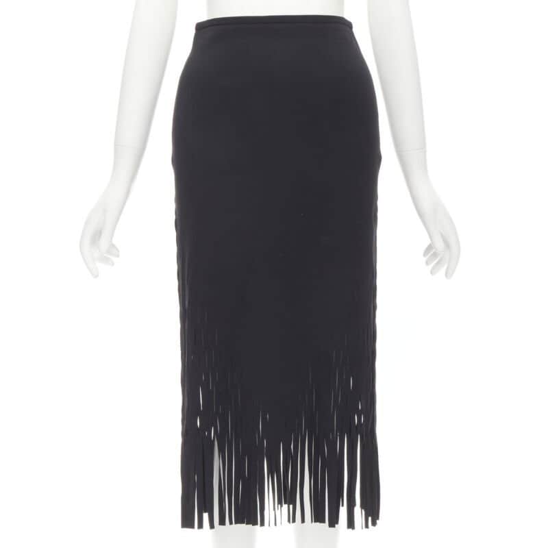 Dion Lee Perforated Fringe Skirt Black Polyester Very good condition - Front View