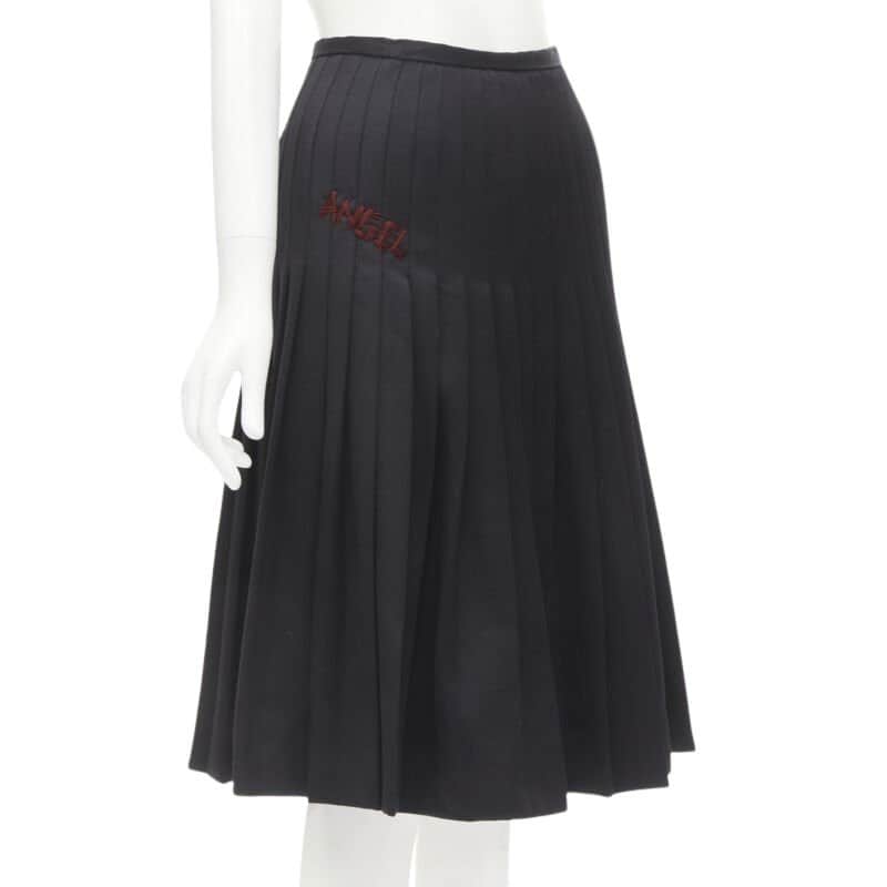 Dsquared2 Angel Pleated Skirt Black Wool Never worn - Front View