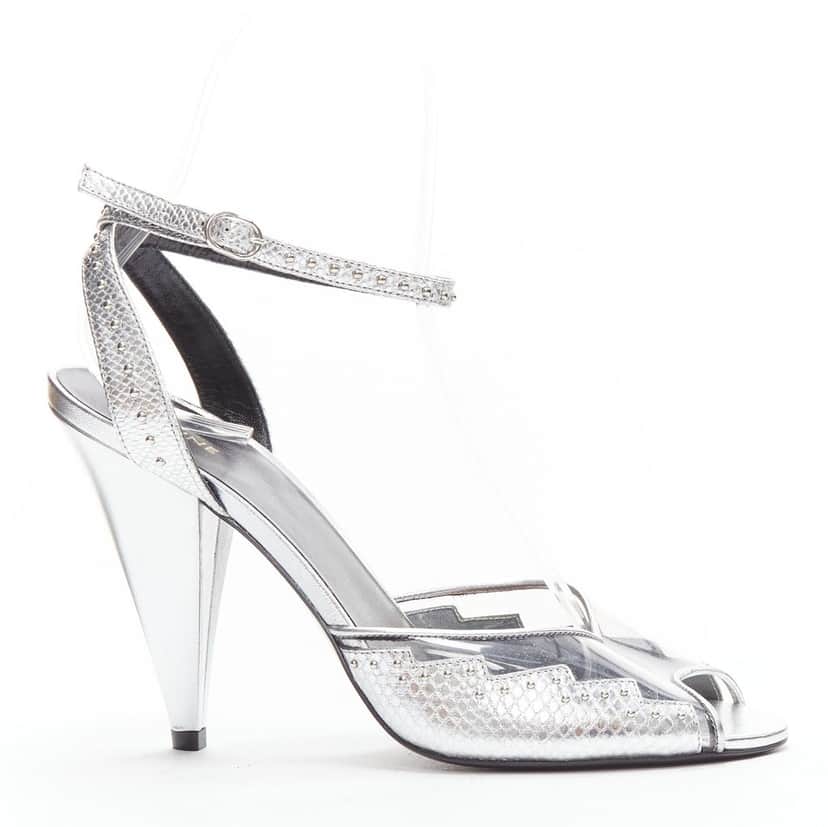 Celine Hedi Slimane Heels Silver Leather Good condition - Front View
