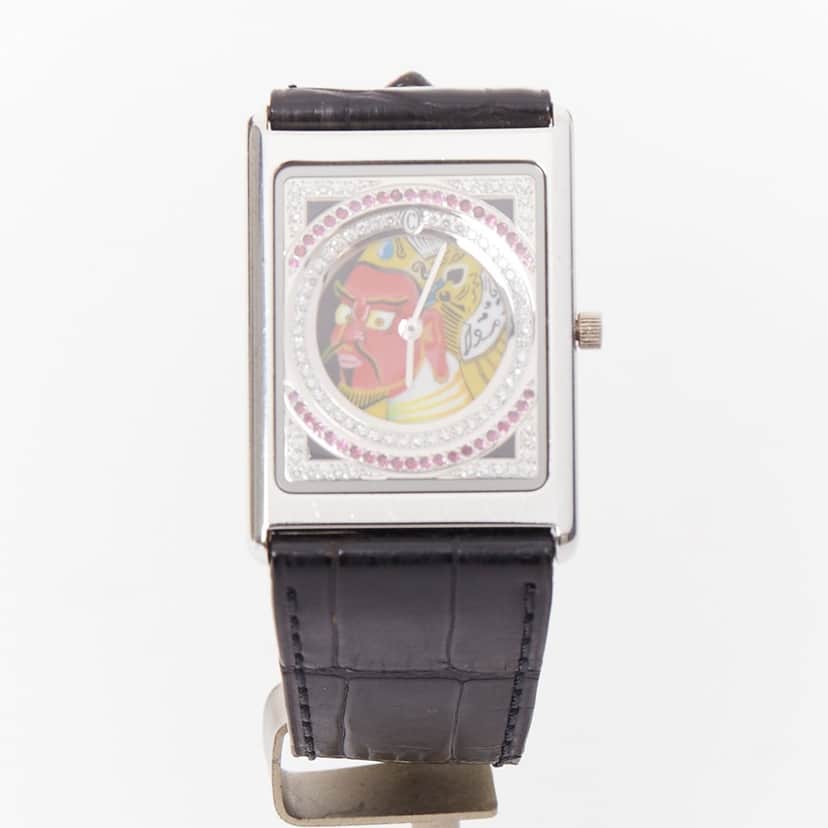 Concord Limited Edition Guan Yu 18K White Gold Diamond Ruby Watch Black Leather Fair condition - Front View