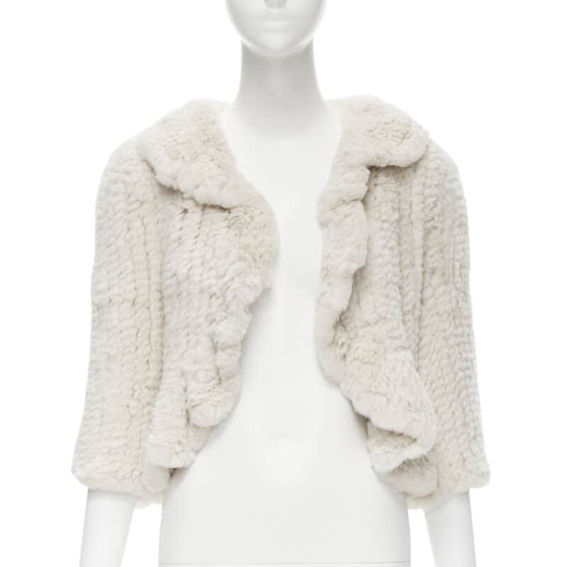Matthew Williamson Beige Fur Ruffle Jacket Beige Fur Never worn - Front View